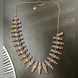Rose gold necklace with irridescent crystals